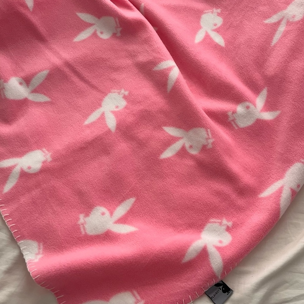 Playboy pink bunny fleece blanket 🤍​